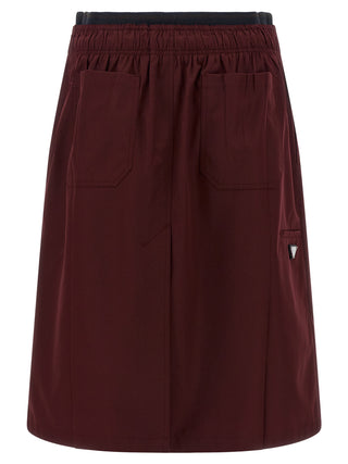 Bordeaux Polyester Midi Skirt