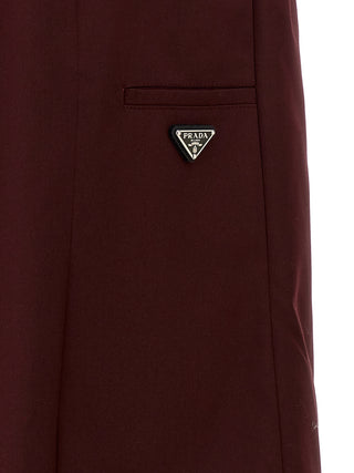 Bordeaux Polyester Midi Skirt