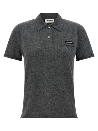 Gray Cashmere Polo Shirt