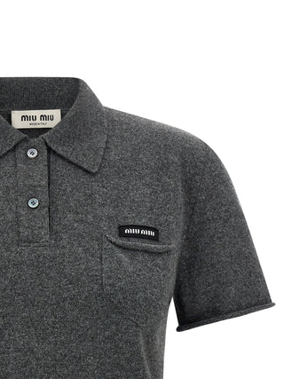 Gray Cashmere Polo Shirt