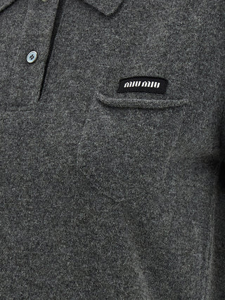 Gray Cashmere Polo Shirt