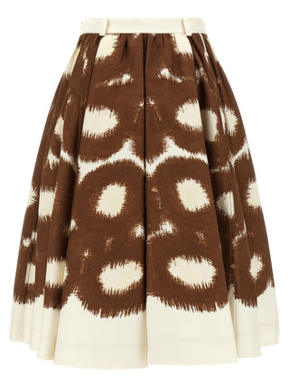 Brown Cotton Midi Skirt