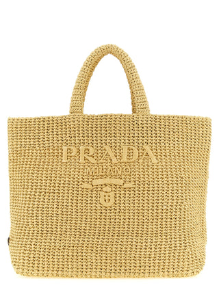 Beige Raffia Tote Bag