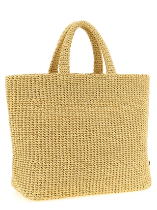 Beige Raffia Tote Bag