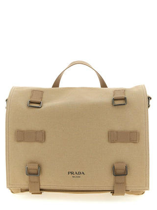 Beige Cotton Crossbody Bag
