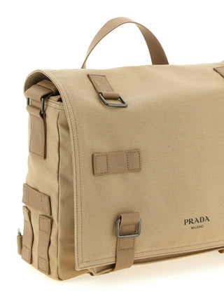 Beige Cotton Crossbody Bag