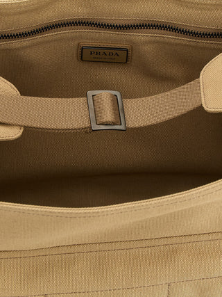 Beige Cotton Crossbody Bag