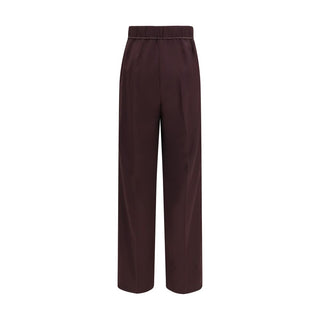 Purple Polyester Casual Pants