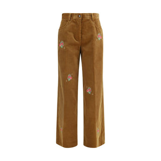 Brown Cotton Casual Pants
