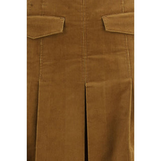 Brown Cotton Long Skirt