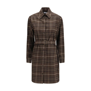 Brown Cotton Casual Dress