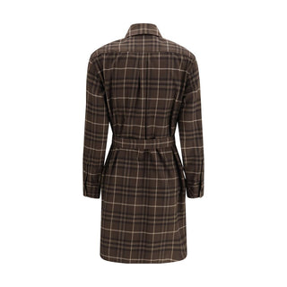 Brown Cotton Casual Dress