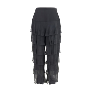 Black Silk Casual Pants