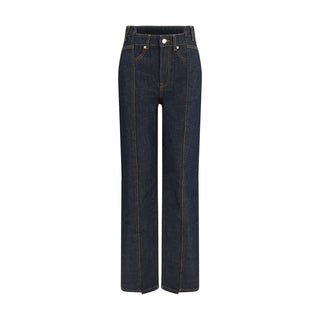 Blue Cotton Straight-Leg Jeans