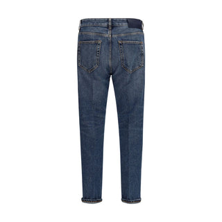 Blue Cotton Straight-Leg Jeans