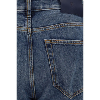 Blue Cotton Straight-Leg Jeans