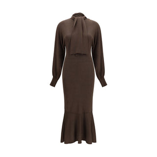 Brown Silk Casual Dress