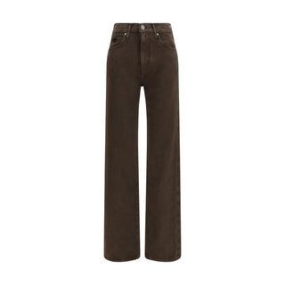 Brown Cotton Straight-Leg Jeans
