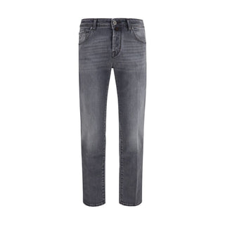 Gray Cotton Straight-Leg Jeans