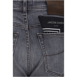 Gray Cotton Straight-Leg Jeans