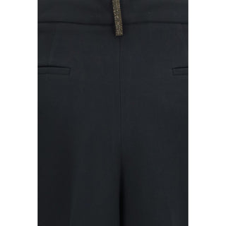 Black Acetate Casual Pants