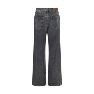 Gray Cotton Straight-Leg Jeans