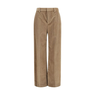 Brown Cotton Casual Pants