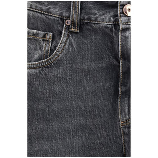 Gray Cotton Straight-Leg Jeans
