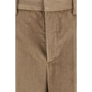 Brown Cotton Casual Pants