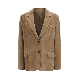 Beige Viscose Full-Length Jacket