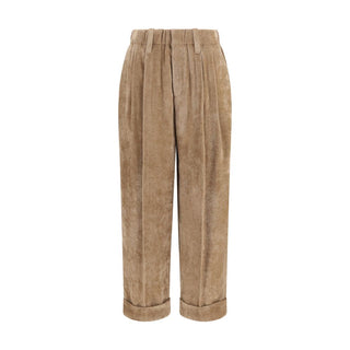 Brown Viscose Casual Pants