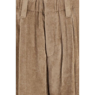 Brown Viscose Casual Pants
