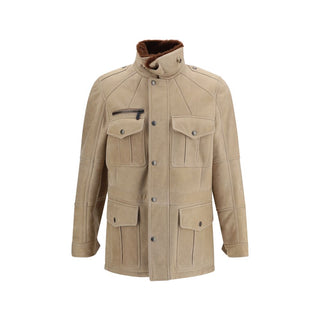 Beige Lambskin Full-Length Jacket