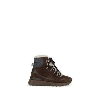 Brown Suede Leather Lace-Up Boots