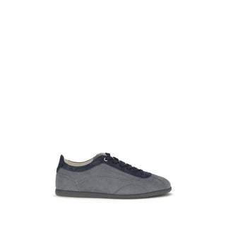 Gray Calf Leather Bos Taurus Low Top Sneakers