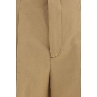Beige Cotton Casual Pants