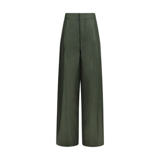 Bicolor Silk Casual Pants