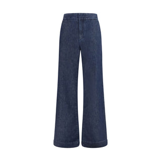 Blue Cotton Flared Jeans