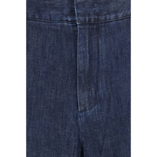 Blue Cotton Flared Jeans