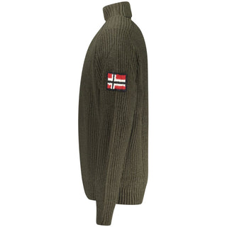 Green Wool Men Turtleneck Sweater