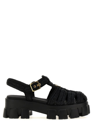 Black Viscose Platform Sandals