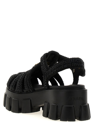 Black Viscose Platform Sandals