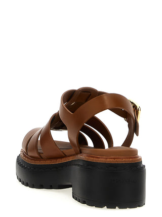 Brown Calfskin Flat Sandals