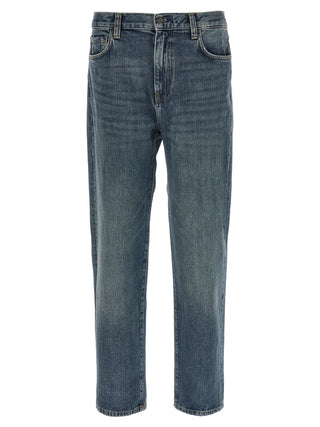 Blue Cotton Tapered Jeans
