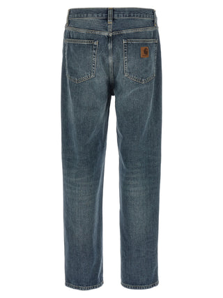 Blue Cotton Tapered Jeans