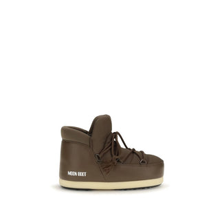 Brown Polyester Lace-Up Boots