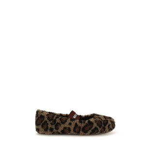 Brown Polyester Ballet Flats