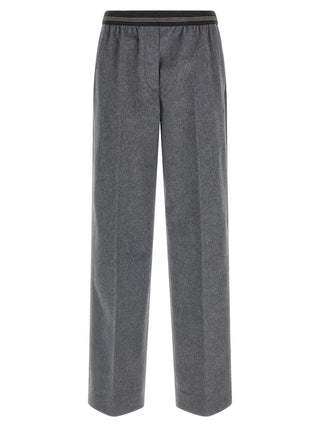 Gray Virgin Wool Casual Pants