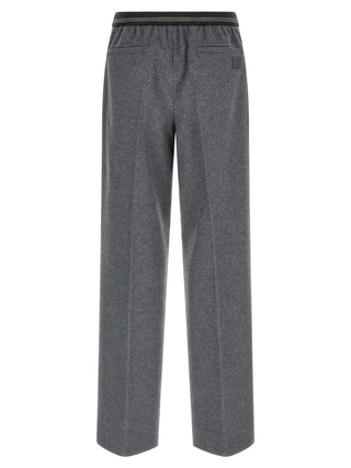 Gray Virgin Wool Casual Pants