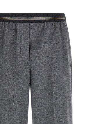Gray Virgin Wool Casual Pants